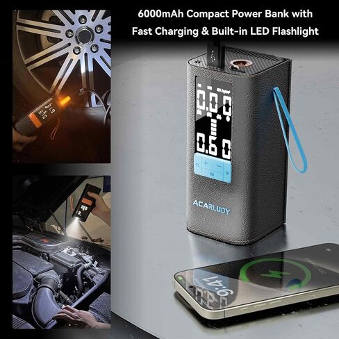 تضخم ضاغط الهواء المحمول - 150psi 6000mAh مضخة هواء اللاسلكي لإطارات السيارات ، 3x تضخم أسرع ، شاشة LCD ، تناسب دودج دارت (2013-2015) ، مضخة هواء الإطارات in Kuwait