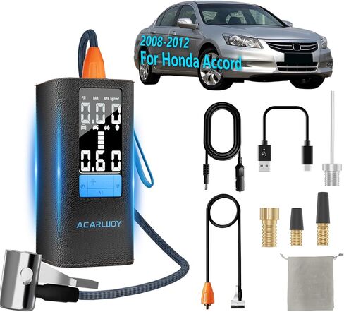 ضاغط الهواء المحمول ، مضخة هواء مسجلة ، 150psi 6000mAh ، لإطارات السيارات ، تضخم أسرع 3x ، شاشة LCD ، ملائمة لـ Honda Accord (2008-2012) ، مضخة هواء الإطارات in Kuwait