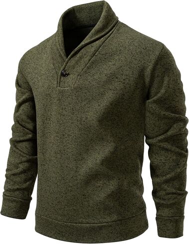 Mens Shawl Collar Pullover Sweater Slim Fit Casual Button Thermal Sweaters for Men,Casual Sweatershirt for Fall Winter in Saudi Arabia