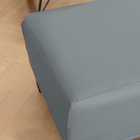 PU Leather Ottoman Cover,Waterproof Rectangle Footrest Covers,Stretch Soft Ottoman slipcover for Small Large Folding Storage Ottoman (Black,L) in Saudi Arabia