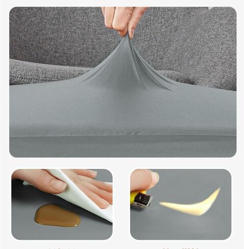 PU Leather Ottoman Cover,Waterproof Rectangle Footrest Covers,Stretch Soft Ottoman slipcover for Small Large Folding Storage Ottoman (Black,L) in Saudi Arabia