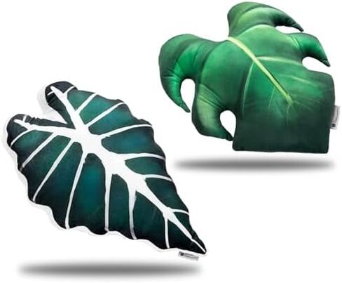 3D Leaf Pillow Set, 4 Pack Jungle Green Decorative Accent Pillow - Monstera, Succulent, Plant Throw Pillows, Plush Botanical Aesthetic, Home, Bed, and Room Decor for Plant Lovers in Saudi Arabia
