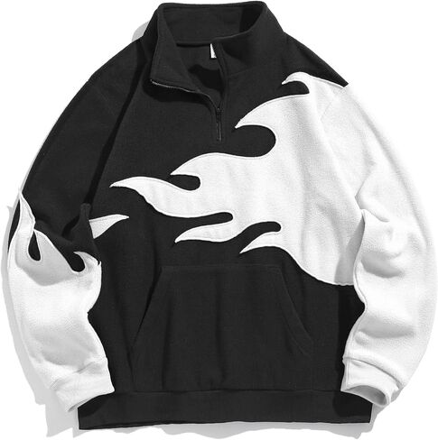 ZAFUL Mens Quarter-Zip Up Long Sleeve Sweatshirt With Pockets Loose Fit Casual Outdoor Pullover Tops in Kuwait