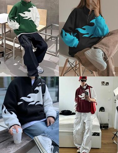 ZAFUL Men 1/4 Zip Sweatshirt Performance Long Sleeve Lightweight Sweater Mock Neck Pullover Tops (Black XL) in Saudi Arabia