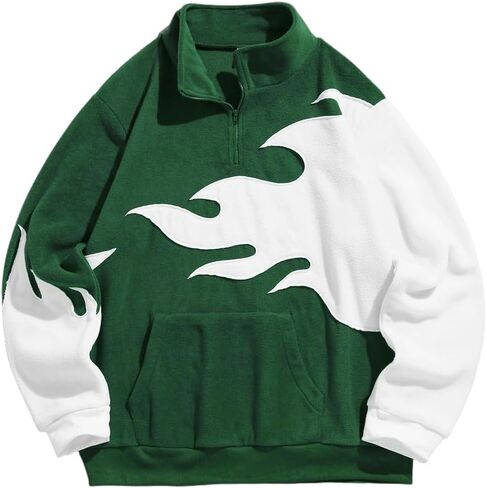 ZAFUL Mens Quarter-Zip Up Long Sleeve Sweatshirt With Pockets Loose Fit Casual Outdoor Pullover Tops in Kuwait