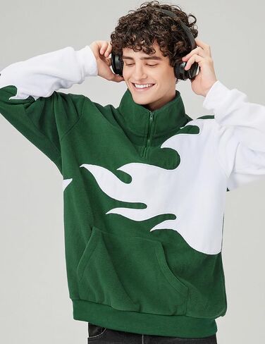 ZAFUL Mens Quarter-Zip Up Long Sleeve Sweatshirt With Pockets Loose Fit Casual Outdoor Pullover Tops in Kuwait