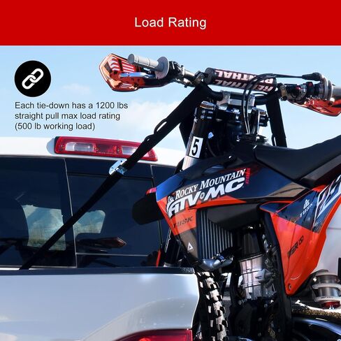 Tusk Motorcycle Swivel-Hook Carabiner Soft-Loop Tie Downs for Motocross Dirt Bikes Mountain Bikes ATV - Durable 1.5 Inch Nylon Premium Buckles Non Slip 1200lbs Max Load (2 Tie Downs) in Saudi Arabia