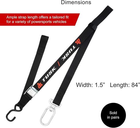 Tusk Motorcycle Swivel-Hook Carabiner Soft-Loop Tie Downs for Motocross Dirt Bikes Mountain Bikes ATV - Durable 1.5 Inch Nylon Premium Buckles Non Slip 1200lbs Max Load (2 Tie Downs) in Saudi Arabia