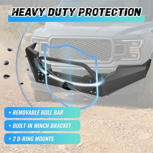 ‎KUAFU Front Bumper Assembly Compatible with 1999-2004 Ford F250 F350 F-250 F-350 Super Duty Steel Powder Coated w/Winch Plate Two Packages in Saudi Arabia