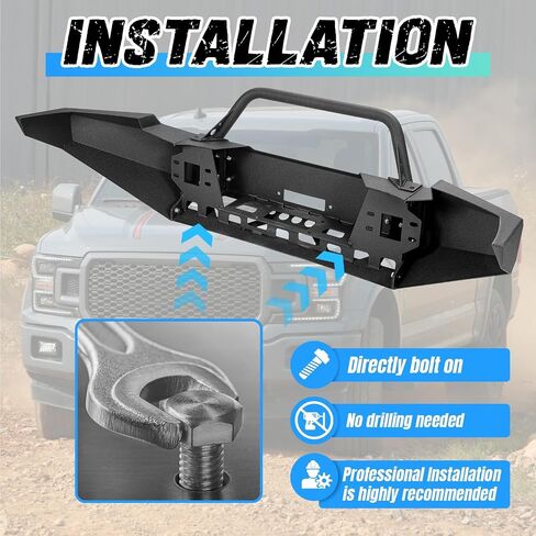 ‎KUAFU Front Bumper Assembly Compatible with 1999-2004 Ford F250 F350 F-250 F-350 Super Duty Steel Powder Coated w/Winch Plate Two Packages in Saudi Arabia