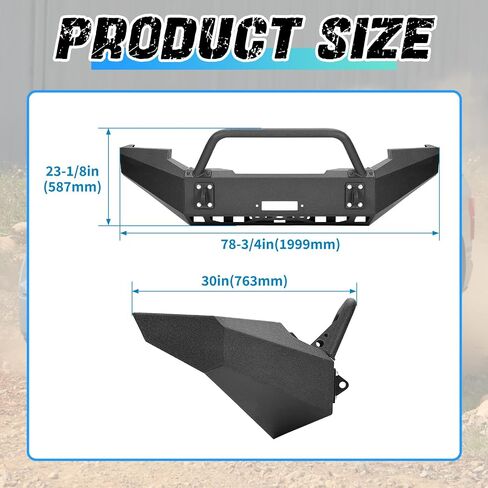 ‎KUAFU Front Bumper Assembly Compatible with 1999-2004 Ford F250 F350 F-250 F-350 Super Duty Steel Powder Coated w/Winch Plate Two Packages in Saudi Arabia