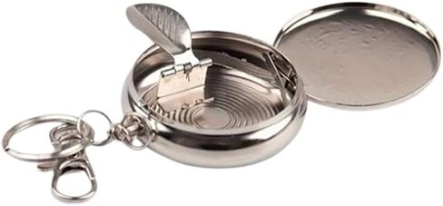 Portable Ashtray - Mini Circular Pocket Watch Style with Keychain, Durable Stainless Steel Cigarette Ashtray in Saudi Arabia