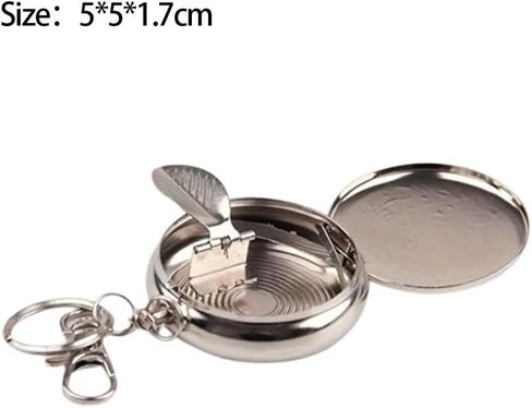 Portable Ashtray - Mini Circular Pocket Watch Style with Keychain, Durable Stainless Steel Cigarette Ashtray in Saudi Arabia