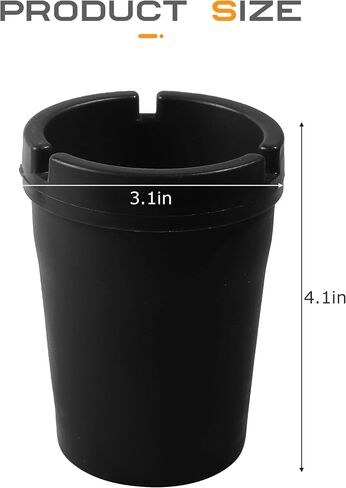 Portable Ash Tray,Smokeless Smell Proof Windproof Self-Extinguishing Car Ashtray,Car Accessories Universal Plastic Smokeless Ashtray,Suitable for Most Cars,Trucks,Vans with Cup Holders (Black) in Saudi Arabia