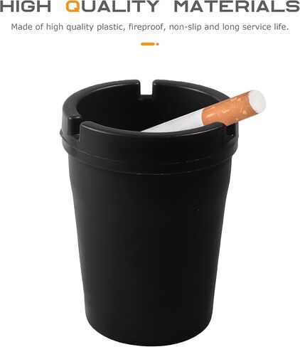 Portable Ash Tray,Smokeless Smell Proof Windproof Self-Extinguishing Car Ashtray,Car Accessories Universal Plastic Smokeless Ashtray,Suitable for Most Cars,Trucks,Vans with Cup Holders (Black) in Saudi Arabia