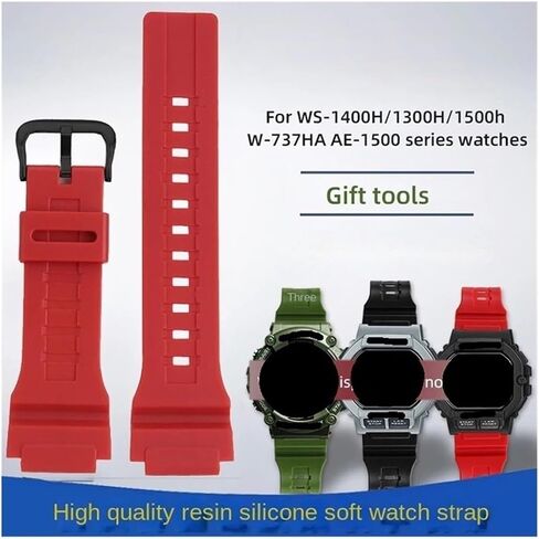 راتنجات سليكون راتنج 18 ملم ملائمة لـ Casio WS-1400H WS1300 WS-1500 W-737H AE-1500 MEN in Saudi Arabia