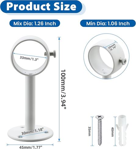 4pcs ستارة حامل قضيب القضيب قابلة للتعديل مع خطافات قضيب مع مجموعة من الفولاذ المقاوم للصدأ مثبتة على الجدار المسمار للفندق المطبخ الحمام (أسود ، 32 ملم) in Kuwait