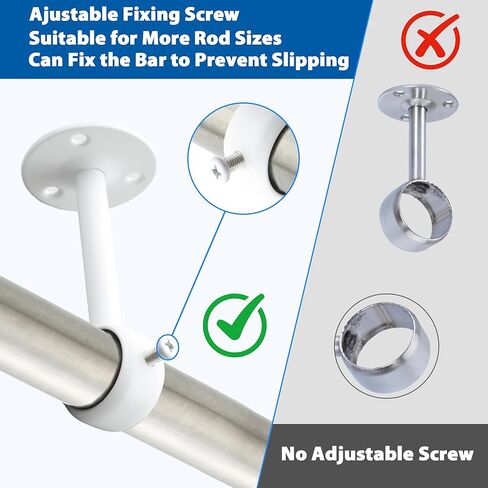 4pcs ستارة حامل قضيب القضيب قابلة للتعديل مع خطافات قضيب مع مجموعة من الفولاذ المقاوم للصدأ مثبتة على الجدار المسمار للفندق المطبخ الحمام (أسود ، 32 ملم) in Kuwait