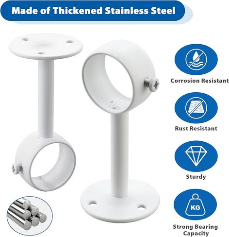 4pcs ستارة حامل قضيب القضيب قابلة للتعديل مع خطافات قضيب مع مجموعة من الفولاذ المقاوم للصدأ مثبتة على الجدار المسمار للفندق المطبخ الحمام (أسود ، 32 ملم) in Kuwait