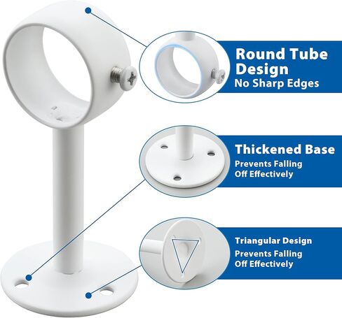 4pcs ستارة حامل قضيب القضيب قابلة للتعديل مع خطافات قضيب مع مجموعة من الفولاذ المقاوم للصدأ مثبتة على الجدار المسمار للفندق المطبخ الحمام (أسود ، 32 ملم) in Kuwait