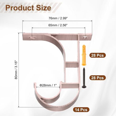 uxcell 14pcs سقف سقف القضبان حاملي ، 80 ملم قوس القضبان واحدة القضبان لمدة 1 بوصة ، قضبان الستار. in Saudi Arabia