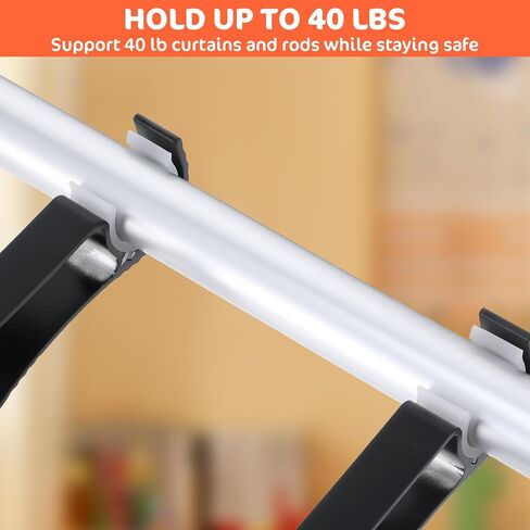 16 Pcs Curtain Rod Bracket Heavy Duty Holders Hooks Hangers Bulk for 1 Inch to 1.2 Inch Wall Single Window Drapery Rod Support with Screws(Black) in Saudi Arabia