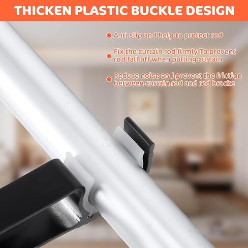 16 Pcs Curtain Rod Bracket Heavy Duty Holders Hooks Hangers Bulk for 1 Inch to 1.2 Inch Wall Single Window Drapery Rod Support with Screws(Black) in Saudi Arabia