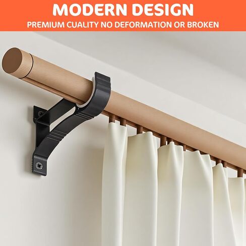 16 Pcs Curtain Rod Bracket Heavy Duty Holders Hooks Hangers Bulk for 1 Inch to 1.2 Inch Wall Single Window Drapery Rod Support with Screws(Black) in Saudi Arabia