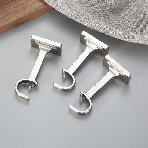 3 Pieces Heavy Duty Adjustable Curtain Rod Brackets, Hardware Curtain Rod Holders, Brushed Nickel Curtain Rod Hooks for Wall in Saudi Arabia