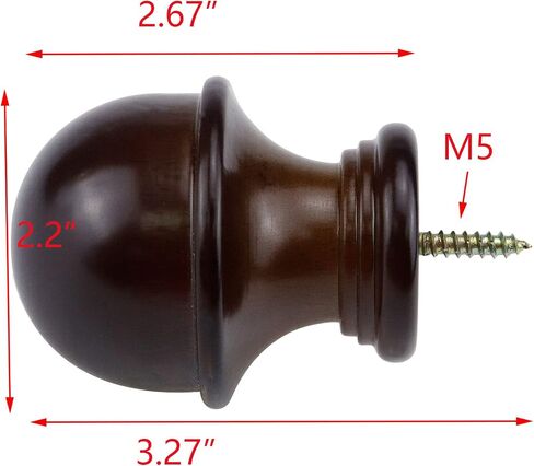 T Tulead Startain Rod Molders Wood Rod Bracket Head Brown Strapery Rod Rod Pack of 2 in Kuwait