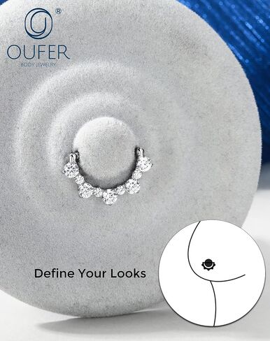 OUFER 2PCS G23 Titanium Nipple Rings, 14g Nipple Piercing Jewelry, Clear Cubic Zircon Barbell Clicker Piercing Jewelry for Women in Saudi Arabia
