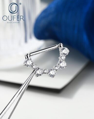 OUFER 2PCS G23 Titanium Nipple Rings, 14g Nipple Piercing Jewelry, Clear Cubic Zircon Barbell Clicker Piercing Jewelry for Women in Saudi Arabia