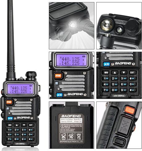 راديو BAOFENG 5RM 10W طويل المدى - جهاز استقبال الطقس المحمول NOAA UV-5R المحسن، بطارية قابلة لإعادة الشحن 2500 مللي أمبير في الساعة، شحن USB-C، 999CH (عبوتان) in Saudi Arabia