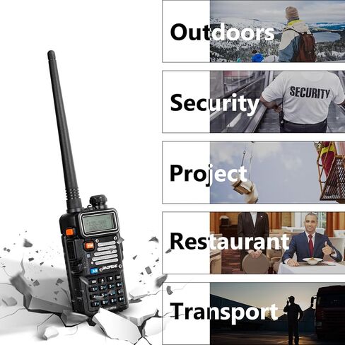 راديو BAOFENG 5RM 10W طويل المدى - جهاز استقبال الطقس المحمول NOAA UV-5R المحسن، بطارية قابلة لإعادة الشحن 2500 مللي أمبير في الساعة، شحن USB-C، 999CH (عبوتان) in Saudi Arabia