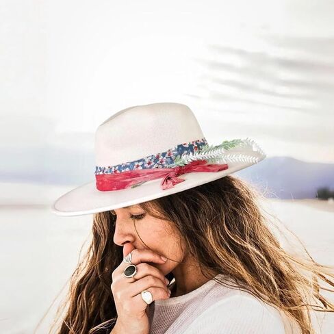 قبعة عتيقة عريضة الحافة فيدورا - قبعة مصنوعة يدويًا للرجال والنساء in Kuwait