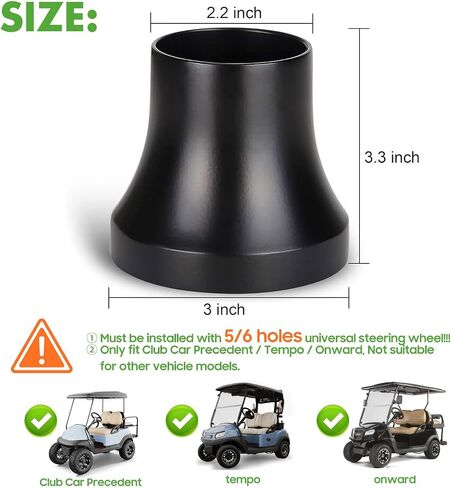 10L0L Golf Cart Steering Wheel Adapter for Club Car Precedent/Tempo and Onward, Black in Saudi Arabia