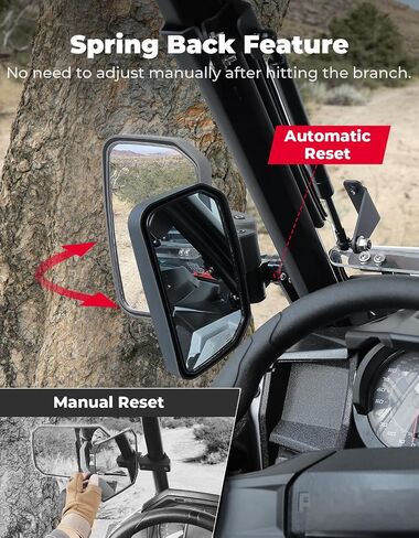 KEMIMOTO UTV Side Mirrors Spring Back Feature Mirrors Easy Adjust After Fold Compatible with Polaris General 1000/ XP 1000/4 1000/ XP 4 1000 2016-2025 Mounted on ROPS bar for UTV in Saudi Arabia