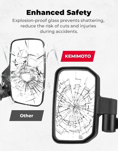 KEMIMOTO UTV Side Mirrors Spring Back Feature Mirrors Easy Adjust After Fold Compatible with Polaris General 1000/ XP 1000/4 1000/ XP 4 1000 2016-2025 Mounted on ROPS bar for UTV in Saudi Arabia
