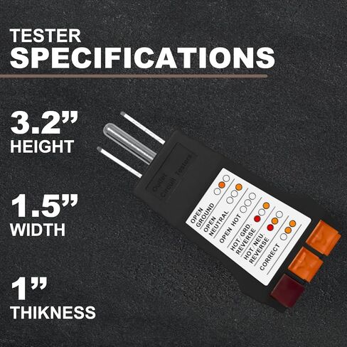Outlet Tester, Circuit Tester for Grounding Products, AC Electrical Receptacle Tester for North American Outlets, Black in Saudi Arabia