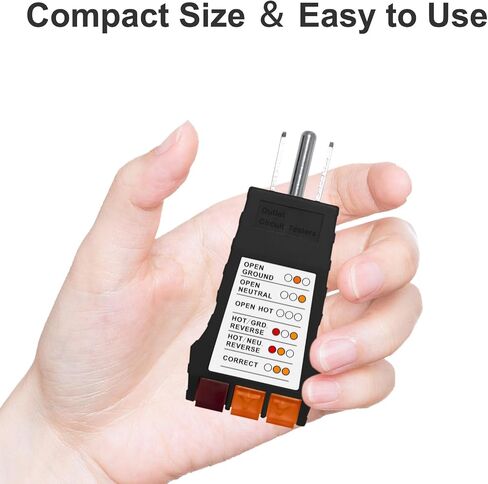Outlet Tester, Circuit Tester for Grounding Products, AC Electrical Receptacle Tester for North American Outlets, Black in Saudi Arabia