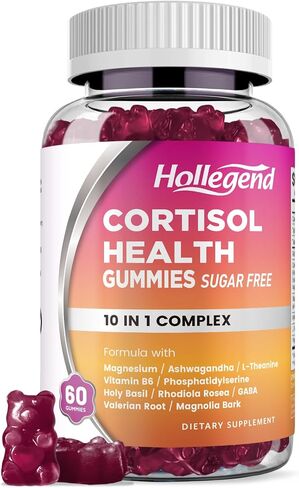 Cortisol Supplements for Women Men, Cortisol Gummies with Ashwagandha, Magnesium, L-Theanine, Phosphatidylserine, B6 for Cortisol Detox, Relaxation, Sleep, Focus, Sugar-Free, Vegan, 60 in Kuwait