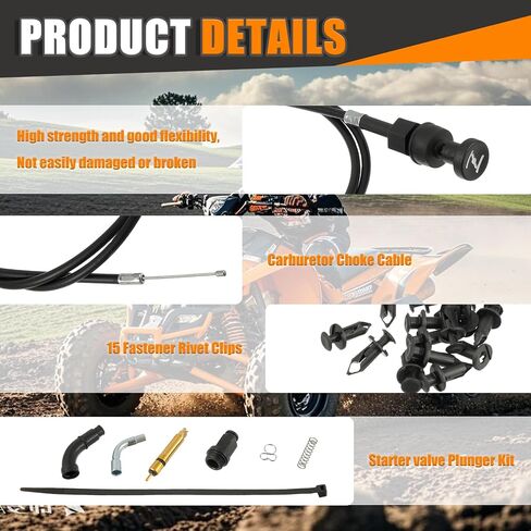 كابل الخنق ومجموعة المكبس الصمام المبتدئة متوافقة مع مزرعة 350 TRX350 TRX350FM 2000-2006 Fourtrax 300 350 FOREMAN 400 TRX350TM TRX350FE ATV 4 Wheeler Quad Part 17950-HN5-671 in Kuwait