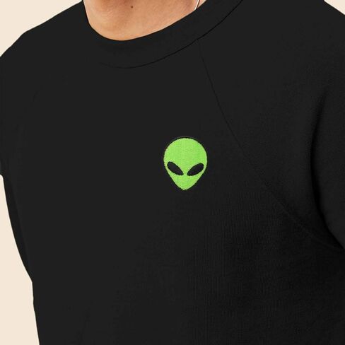 DALIX Alien Embroidered Fleece Crewneck Long Sleeve Sweatshirt Mens in Saudi Arabia