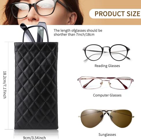 4Pcs Sunglasses Pouch Squeeze Top,Sunglasses Case Soft,PU Leather Soft Slim Eyeglass Case in Saudi Arabia