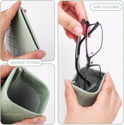 4Pcs Sunglasses Pouch Squeeze Top,Sunglasses Case Soft,PU Leather Soft Slim Eyeglass Case in Saudi Arabia