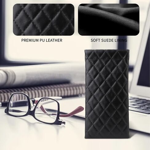 4Pcs Sunglasses Pouch Squeeze Top,Sunglasses Case Soft,PU Leather Soft Slim Eyeglass Case in Saudi Arabia