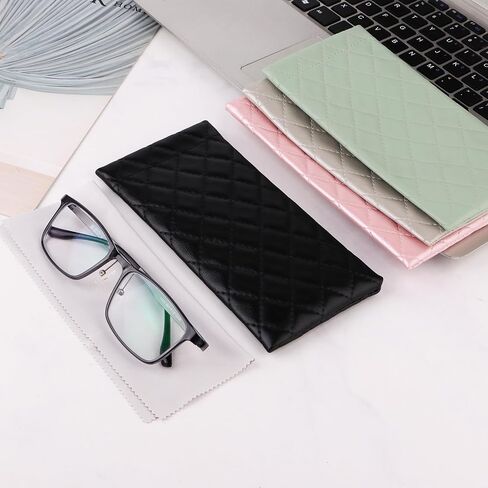 4Pcs Sunglasses Pouch Squeeze Top,Sunglasses Case Soft,PU Leather Soft Slim Eyeglass Case in Saudi Arabia