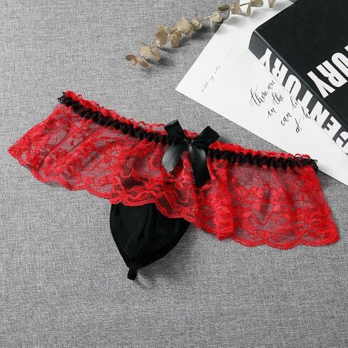 Men’s Lace Panties Underwear Sexy Low Waist Soft Pouch Lingerie for Men with Skirt Design in Saudi Arabia