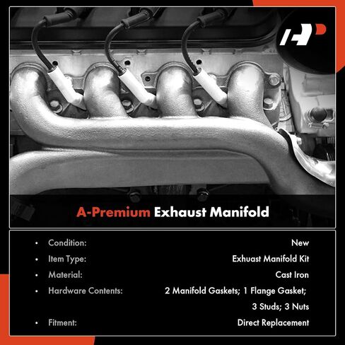 A -Premium Left Left Left Mendold Kit W/Gaskets ، Buds ، Nuts [4.3L] متوافق مع Chevy ، GMC & Workhorse - Silverado 1500 1500 Classic ، Express 1500 2500 ، Sierra ، Savana ، Fastrack FT931 in Saudi Arabia