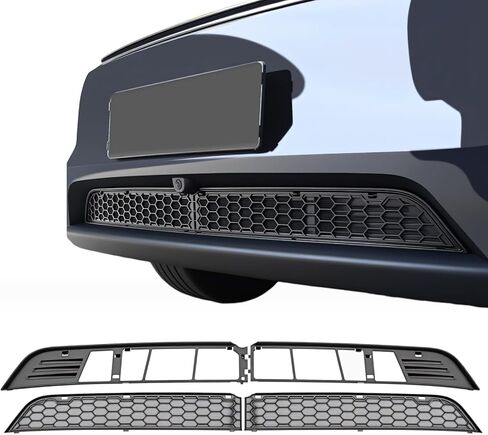 إدراج شبكة مصبغة لنموذج Tesla Y Juniper 2025 2026 ، غطاء تنفيس الهواء الأمامي مع التثبيت المفاجئ ، الإصدار القابل للفصل ， ABS Matte Black ، لا توجد أدوات مطلوبة ، ملحقات طراز Y جديد in Kuwait